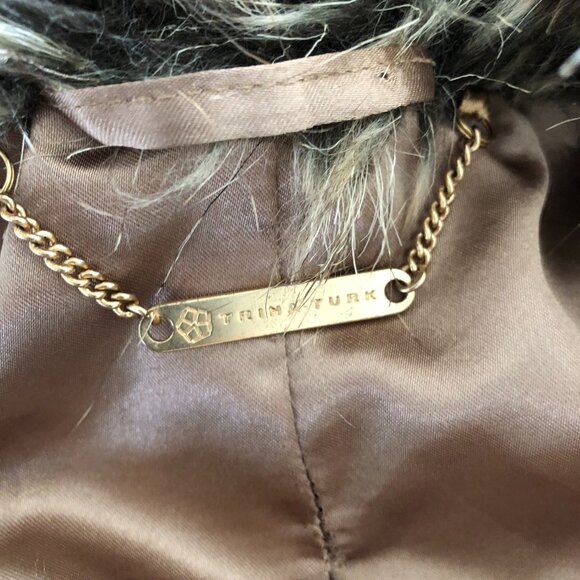 Trina Turk Women’s Faux Fur Coat Size M Medium Outdoor Winter Being Tan Brown - Picture 9 of 11